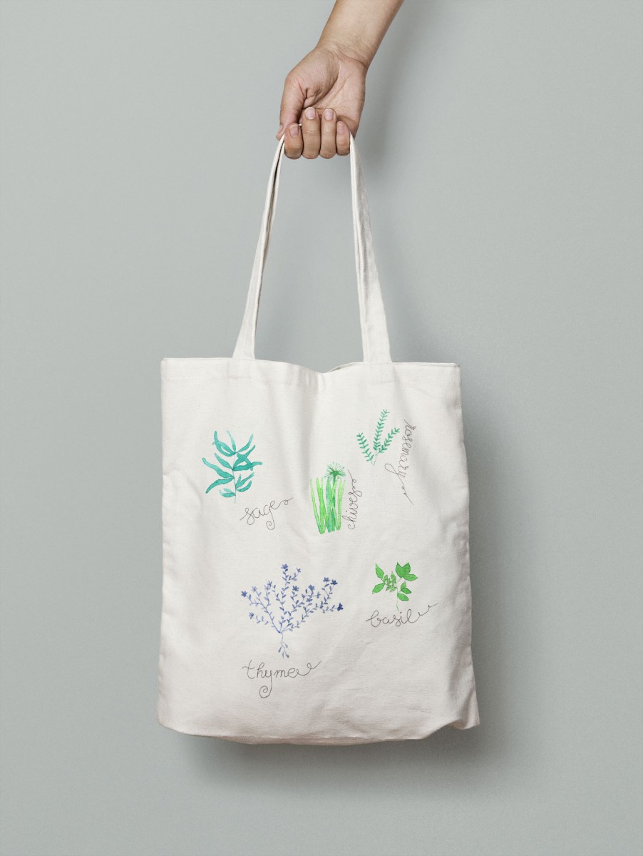 Organic cotton tote bag – Spices Illustration – Delia Sopca Art
